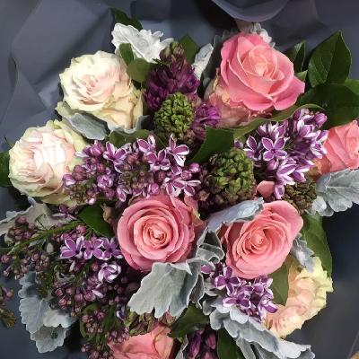 Purple & Coral Hand Tied Bouquet